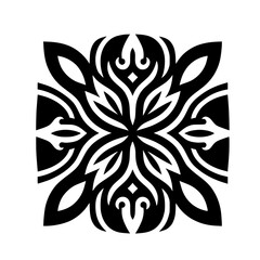 Bold Minimalist Symmetrical Abstract Graphic Pattern Element in Black and White