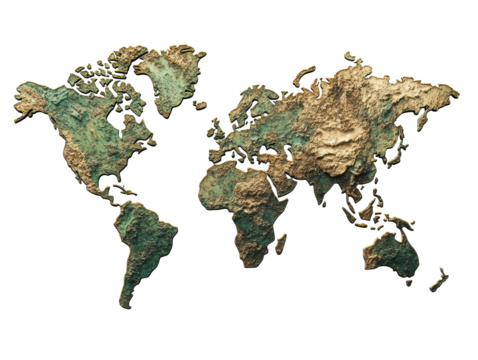 Isolated World Map with Rough Texture