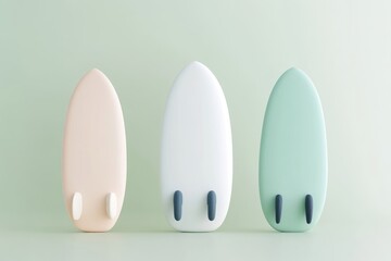 Fototapeta premium Pastel-colored surfboards against a soft backdrop