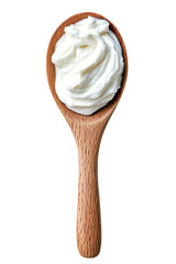 cream in wooden spoon