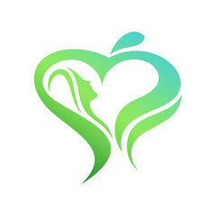 Elegant Feminine Logo with Stylized Woman Silhouette, Heart, and S Shape