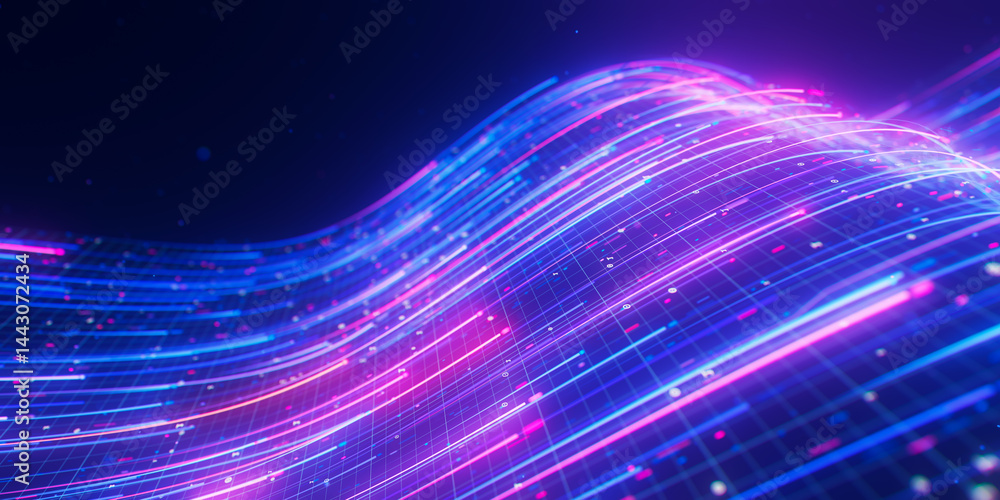 Poster closeup of bigdata light speed flow. abstract digital data stream of quantum computing. cyberspace o