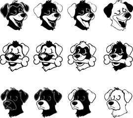 set of dog heads