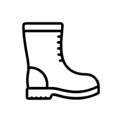 Minimalist style fall boots icon in black outline design  