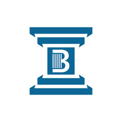 Modern Blue Letter B Logo with Abstract Classic Pillar Design