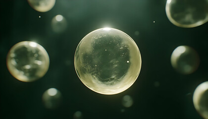 Floating translucent spheres in dark space