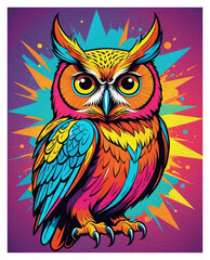 Obraz premium Owl . Oil painting. Logo design for use in graphics. Print on a T-shirt, design for printing on wall decorations. Artistic brush strokes