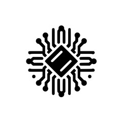 Minimalist Graphic Microchip Icon - Abstract Symbol of Digital Technology, AI, and Data Processing