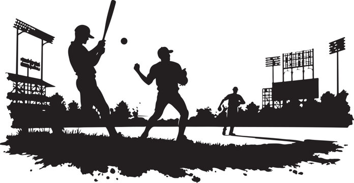 Baseball Player Silhouette Collection Vector Bundle