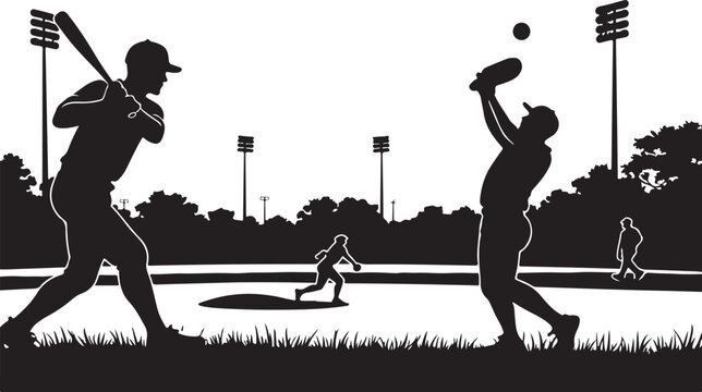 Baseball Player Silhouette Collection Vector Bundle