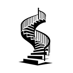 Minimalist Spiral Staircase Silhouette Graphic Icon