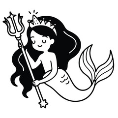 "Whimsical Mermaid Silhouette Vector Collection with Magical Sea Creatures and Ocean Fantasy Elements"