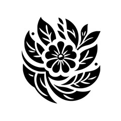 Elegant Stylized Floral Ornament - Black and White Graphic Design Element