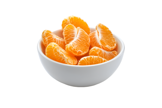Juicy Mandarin Orange Segments in White Bowl Delicious Citrus Fruit Snack