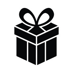 ribbon wrapped gift box icon silhouette vector illustration