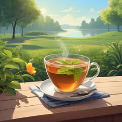 cup of tea in the noon time