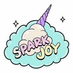 Unicorn horn emerging from a fluffy cloud