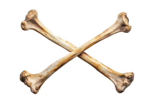 Crossed Bones Symbolizing Danger and Adventure in a Dark, Mysterious Setting on transparent background