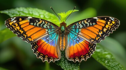 Fototapeta premium A close-up of a butterflyâ€™s wings with vivid colors and patterns