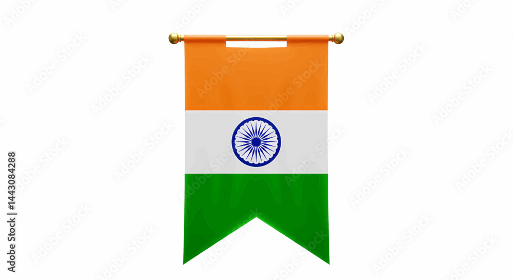 Poster the flag of india is digitally generated using bright, glowing light sources on a pure white backgro