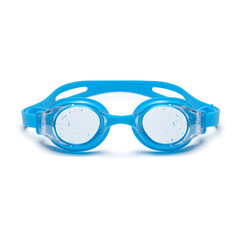 Kids Blue Swimming Goggles AntiFog UV Protection on white background