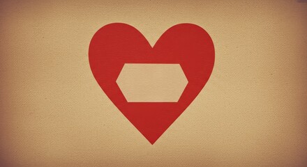 Flat red heart with subtle patch on rough surface