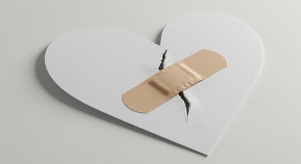 Crafted heart illustration with taped wound