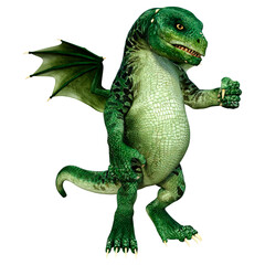 3D Rendering Fairy Tale Dragon on White