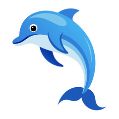 Fototapeta premium a cute cartoon dolphin vector illustration shows the marine mammal swimming and jumping in the ocean water Isolated on white