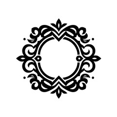 Elegant Black and White Ornamental Circular Frame - Vintage Decorative Border Element for Design and Branding