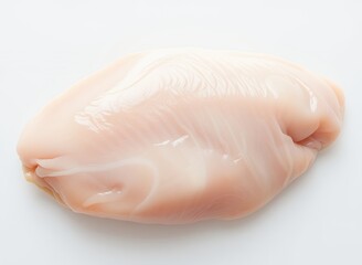 High-Resolution Close-Up of Boneless Chicken Breast on White Background