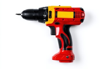 Power drill in vibrant red and yellow color showcasing intricate design and functionality for various tasks