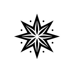 Obraz premium Black and White Eight-Point Star Design, Minimalist, Decorative