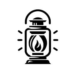 Vintage Lantern Illustration: Bold Black and White Vector Design