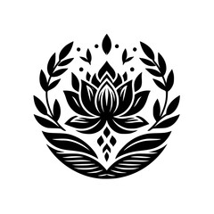 Fototapeta premium Elegant Black & White Lotus Mandala Design