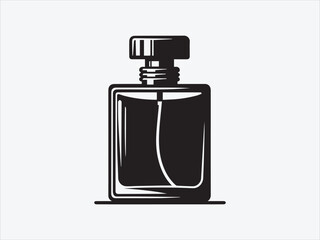 Perfume Bottle Silhouette / icon with Elegant Shape for Beauty, Fragrance, and Cosmetic- Vector Art and Illustrations