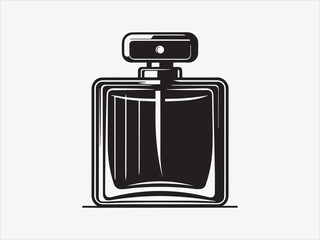 Perfume Bottle Silhouette / icon with Elegant Shape for Beauty, Fragrance, and Cosmetic- Vector Art and Illustrations