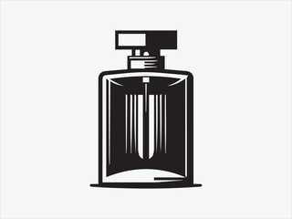 Perfume Bottle Silhouette / icon with Elegant Shape for Beauty, Fragrance, and Cosmetic- Vector Art and Illustrations