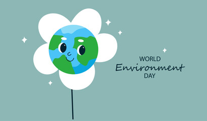 world environment day. Earth globe cartoon cute character  Hand drawn ecology friendly doodle line art vector illustration.
