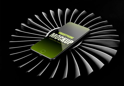 Smartphone Mockup on Industrial Turbine Blades