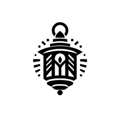 Minimalist Black Lantern Icon on White Background