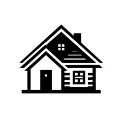 Minimalist House Icon: Black & White Geometric Illustration for Real Estate & Design