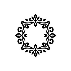 Elegant Black Floral Ornament on White - Vector Design