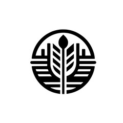 Abstract Wheat Grain Logo Icon: Modern, Minimalist Design