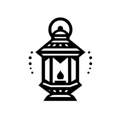 Geometric Lantern Silhouette, Black and White Illustration