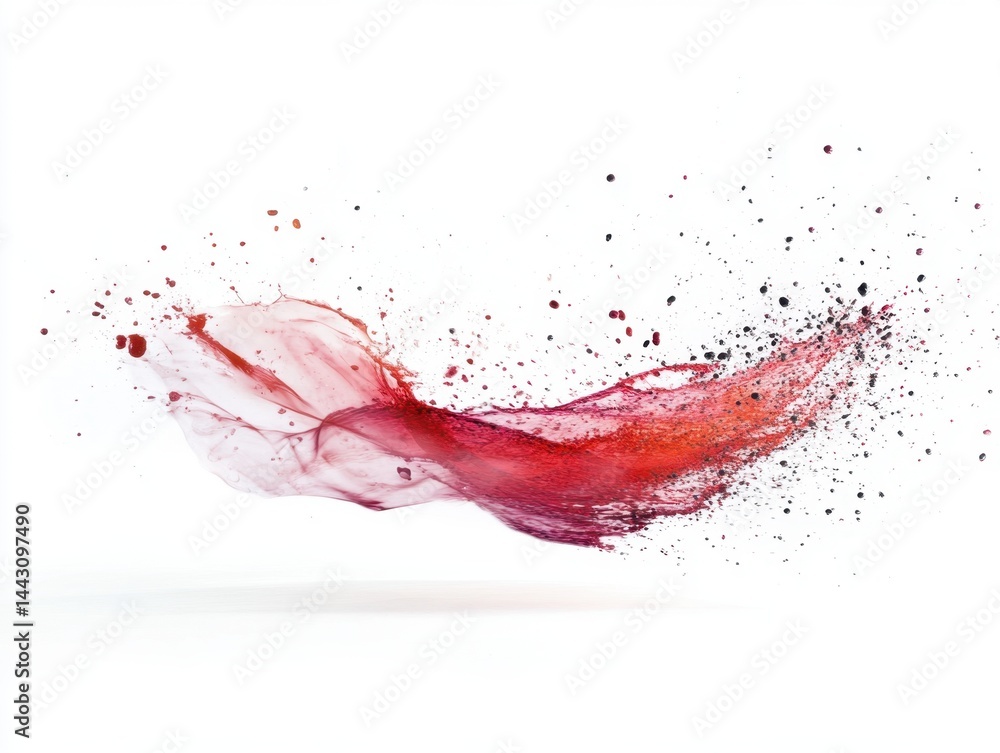 Aufkleber dynamic crimson liquid splash with artistic flair against a pristine white canvas creating a captiva