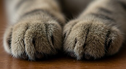 Close-up of a Cat's Paws: Soft Fur and Delicate Claws