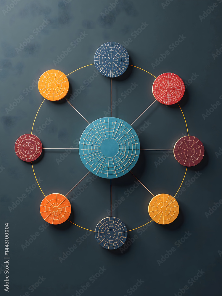 Aufkleber a set of interconnected circles are used to represent abstract ideas or concepts through a visual re