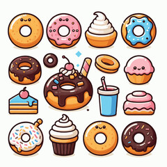 dessert, bakery, sweet, food, donut, snack, pastry, sugar, delicious, icing, breakfast, doughnut, tasty, glazed, chocolate, isolated, round, cake, sprinkles, donuts, cream, eat, pink, colorful, candy,