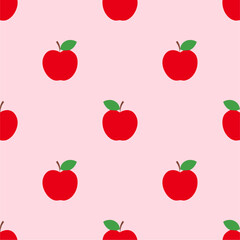 Cartoon red apple seamless pattern